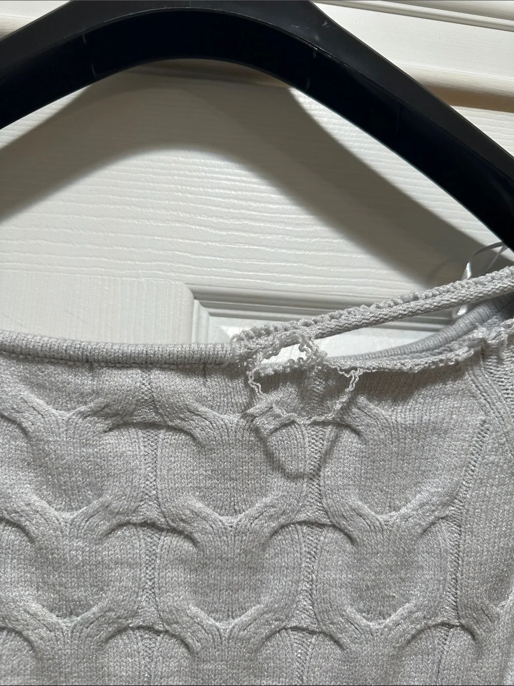Aeropostale Light Gray Cable Off-the-Shoulder Sweater